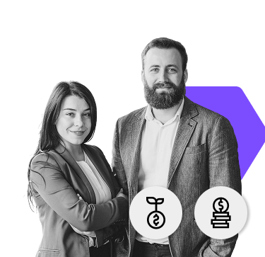 Two business professionals standing confidently, symbolising WIUS Capital’s expertise in capital raising and funding solutions
