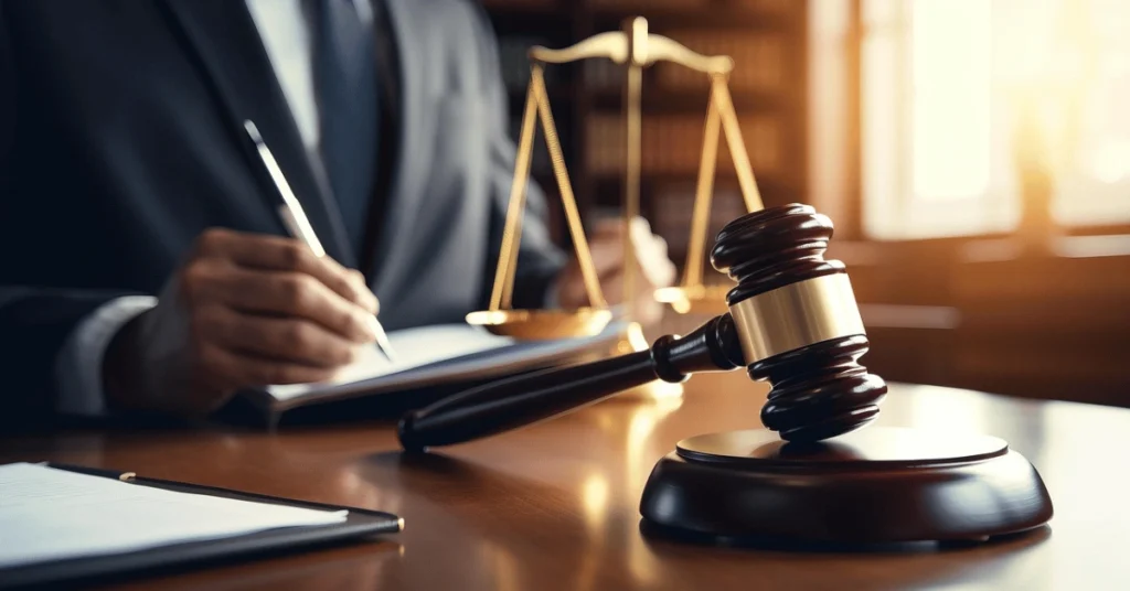 Close-up of a gavel and legal documents in a courtroom setting, representing WIUS Capital’s focus on litigation-backed private credit and the role of due diligence in protecting investor capital.